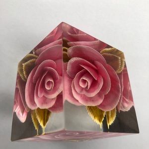 Pink rose cube/paperweight